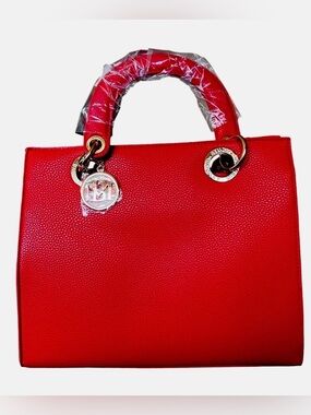 Badgley Mischka Big Logo Eyelet Tote Bag Red NWT